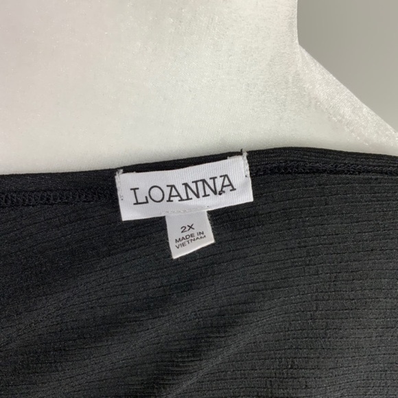 LOANNA woman’s blouse black short circular cap sleeve surplice neck plus size - Picture 11 of 13